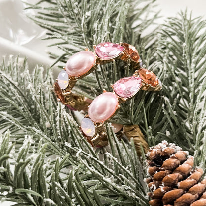 Pink Holiday Jewel Hoop Earrings