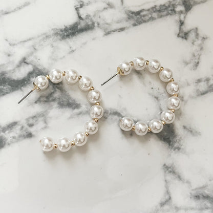 Pearl and Gold Hoop Earrings