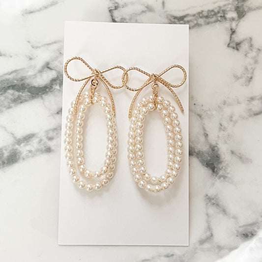 Pearl and Bow Statement Earrings