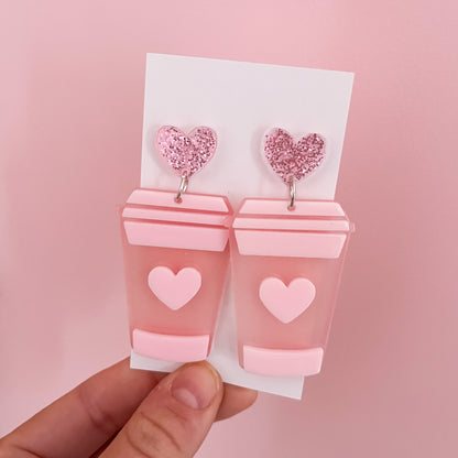 Pink Love Latte Statement Earrings