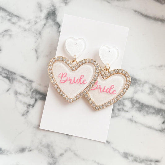 Double Diamond Bride Heart Earrings