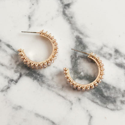 Gold Cubic Zirconia Hoop Earrings