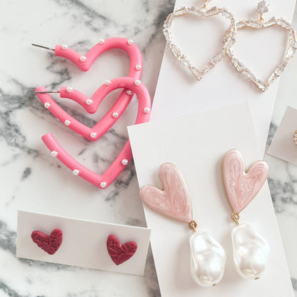 Pink Pearl Hoop Earrings