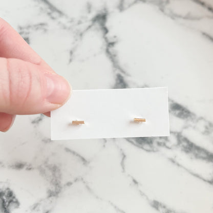 Mini Gold Bar Stud Earrings