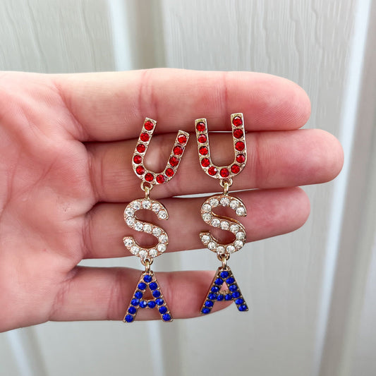 Diamond USA Drop Earrings