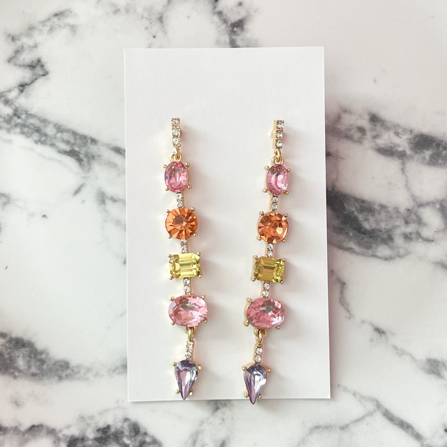 Pink Springtime Crystal Drop Earrings