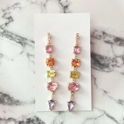 Pink Springtime Crystal Drop Earrings