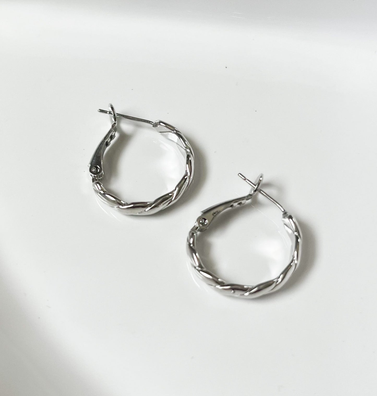 Twisted Silver Hoop Earrings