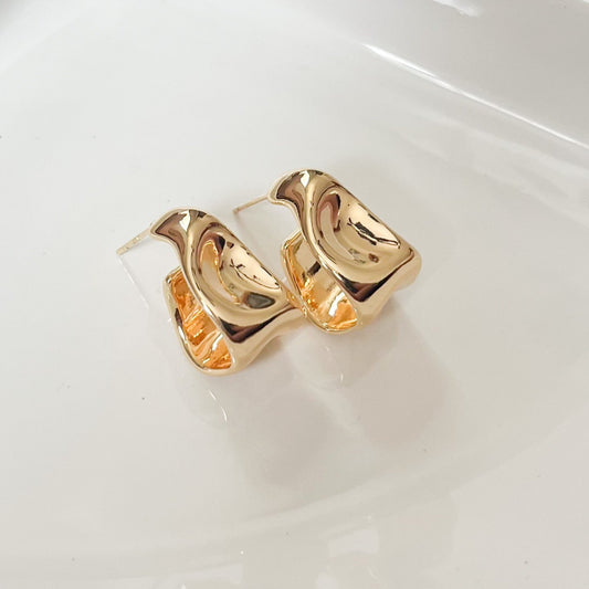 Brilliance Gold Chunky Fold Hoop Earrings