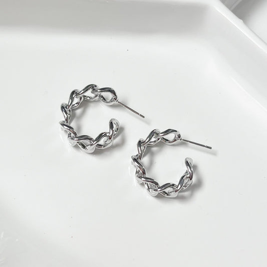 Silver Chain Link Hoop Earrings