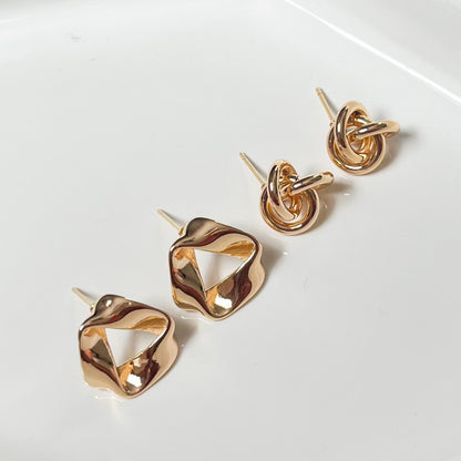Simple Folded Gold Stud Earrings