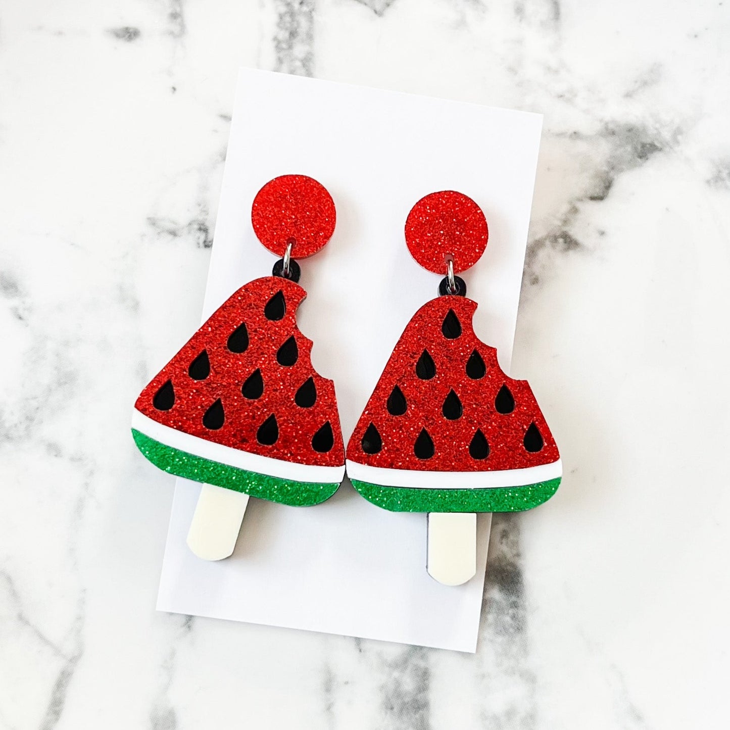 Watermelon Sparkle Statement Earrings