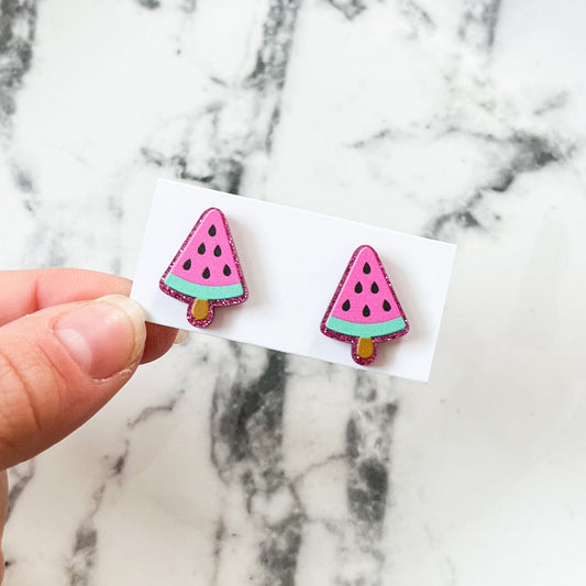 Pink Watermelon Stud Earrings