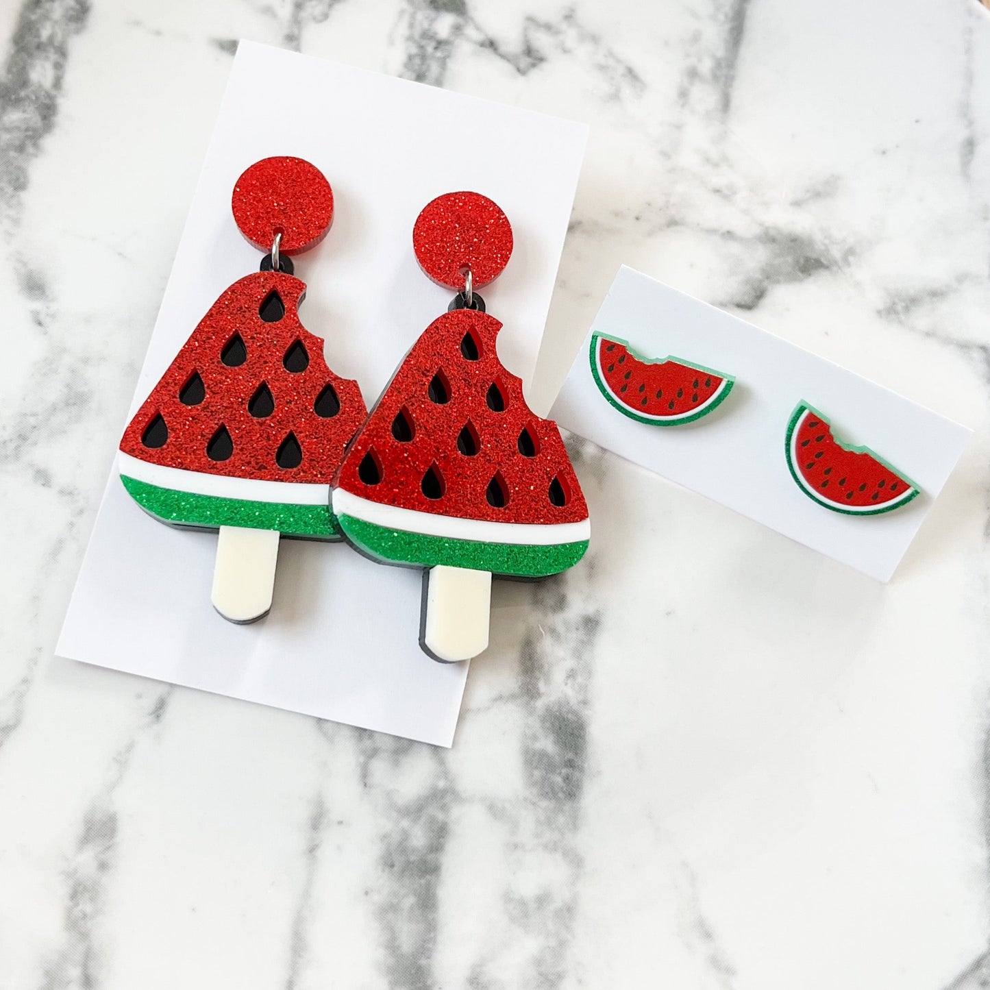 Watermelon Sparkle Statement Earrings
