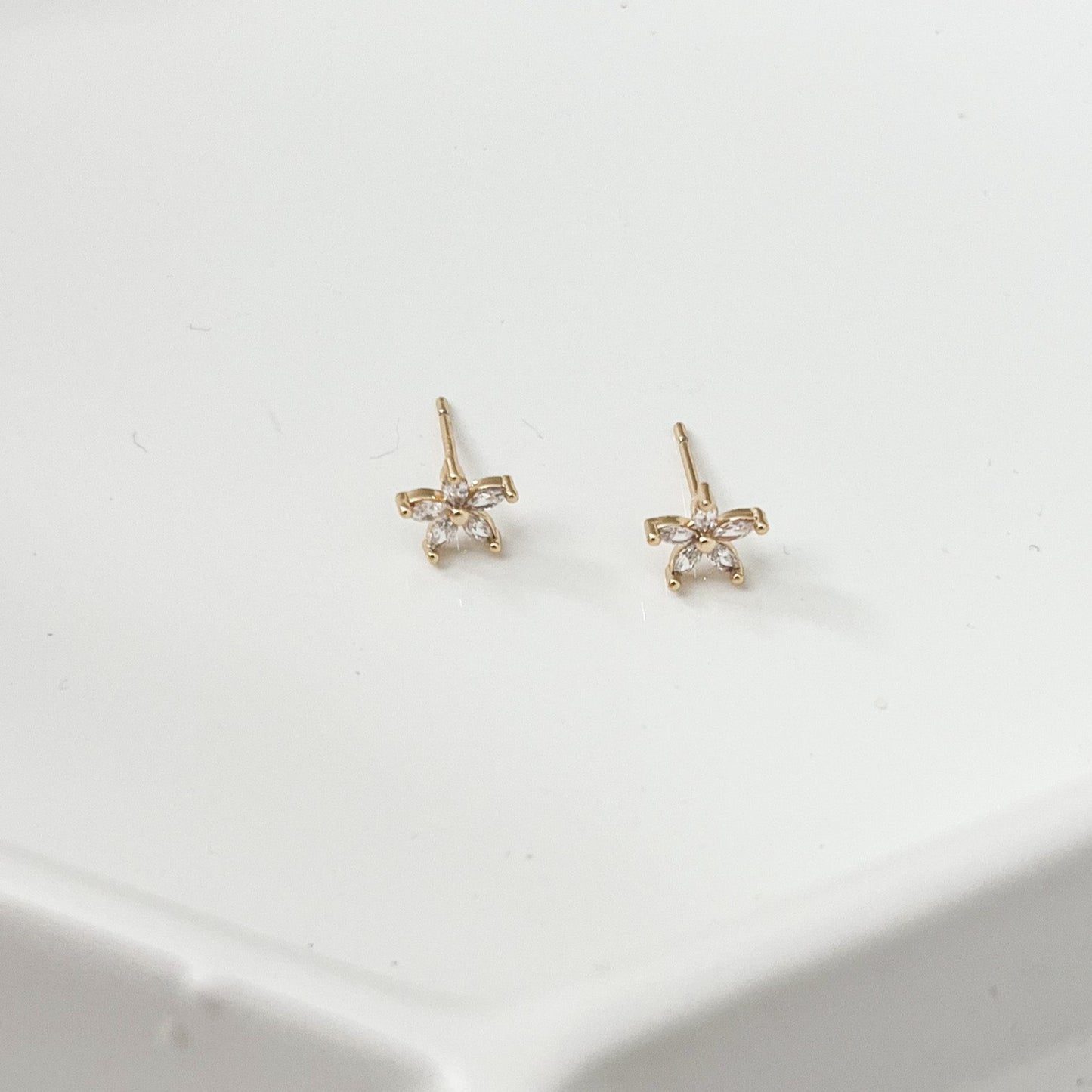 Tiny Flower Cubic Zirconia Stud Earrings