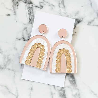 Pink Mirror Rainbow Statement Earrings