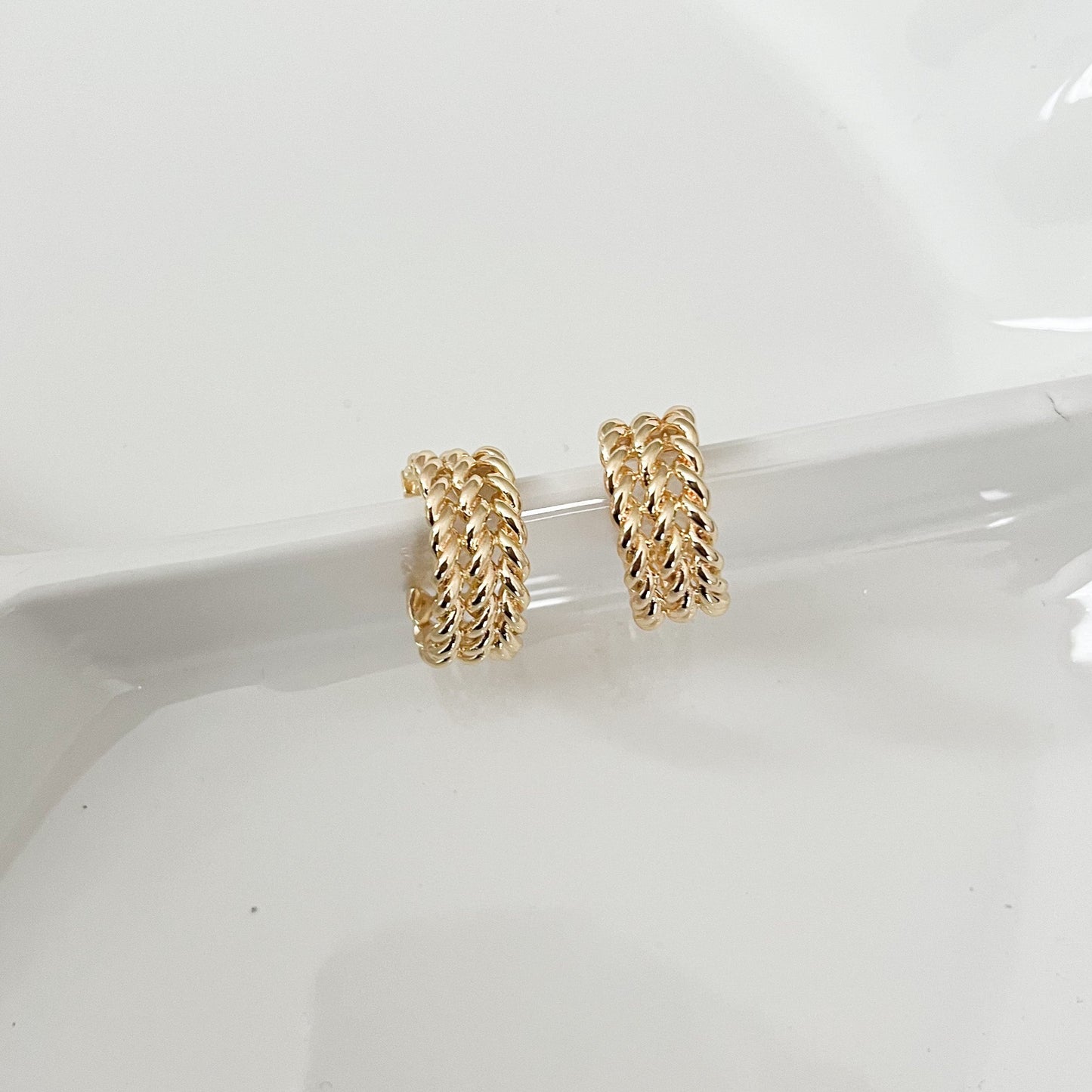 Gold Sunny Holiday Hoop Earrings