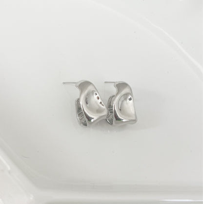 Brilliance Silver Chunky Fold Hoop Earrings