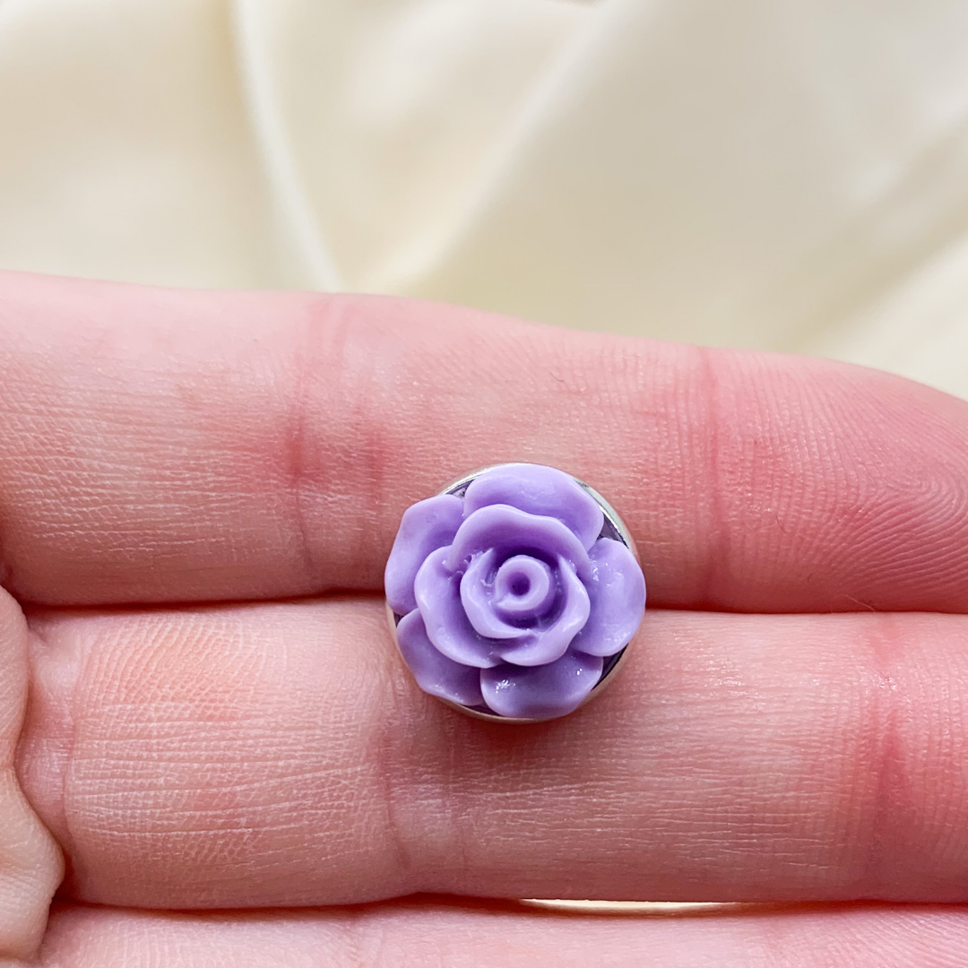 Purple Rose Stud Earrings