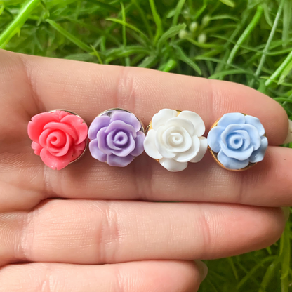 Purple Rose Stud Earrings