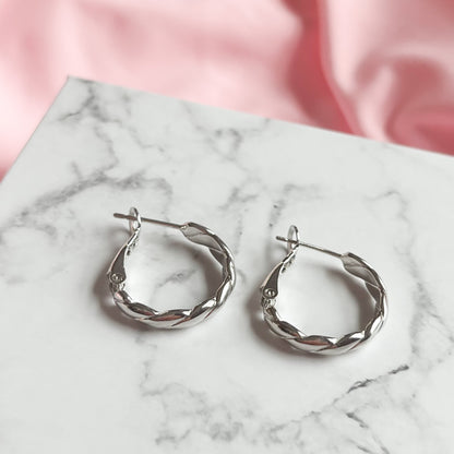 Twisted Silver Hoop Earrings