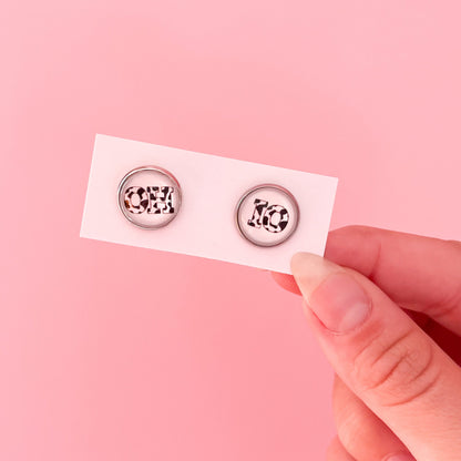 Cow Print OHIO Stud Earrings