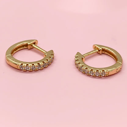 Gold Diamond Huggie Hoop Earrings