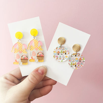 Yellow Easter Gnome Statement Earrings