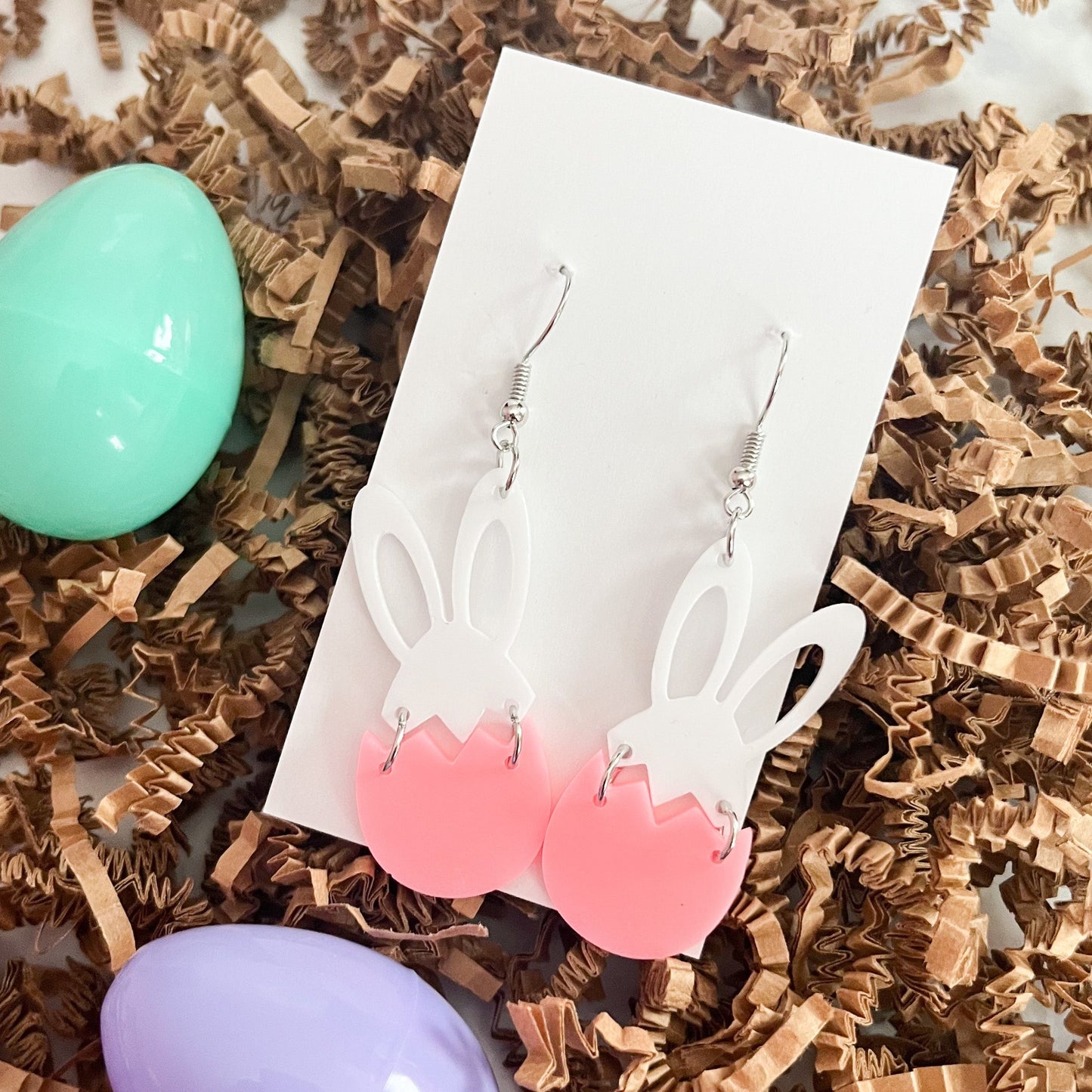 Pink Bunny Egg Statement Earrings