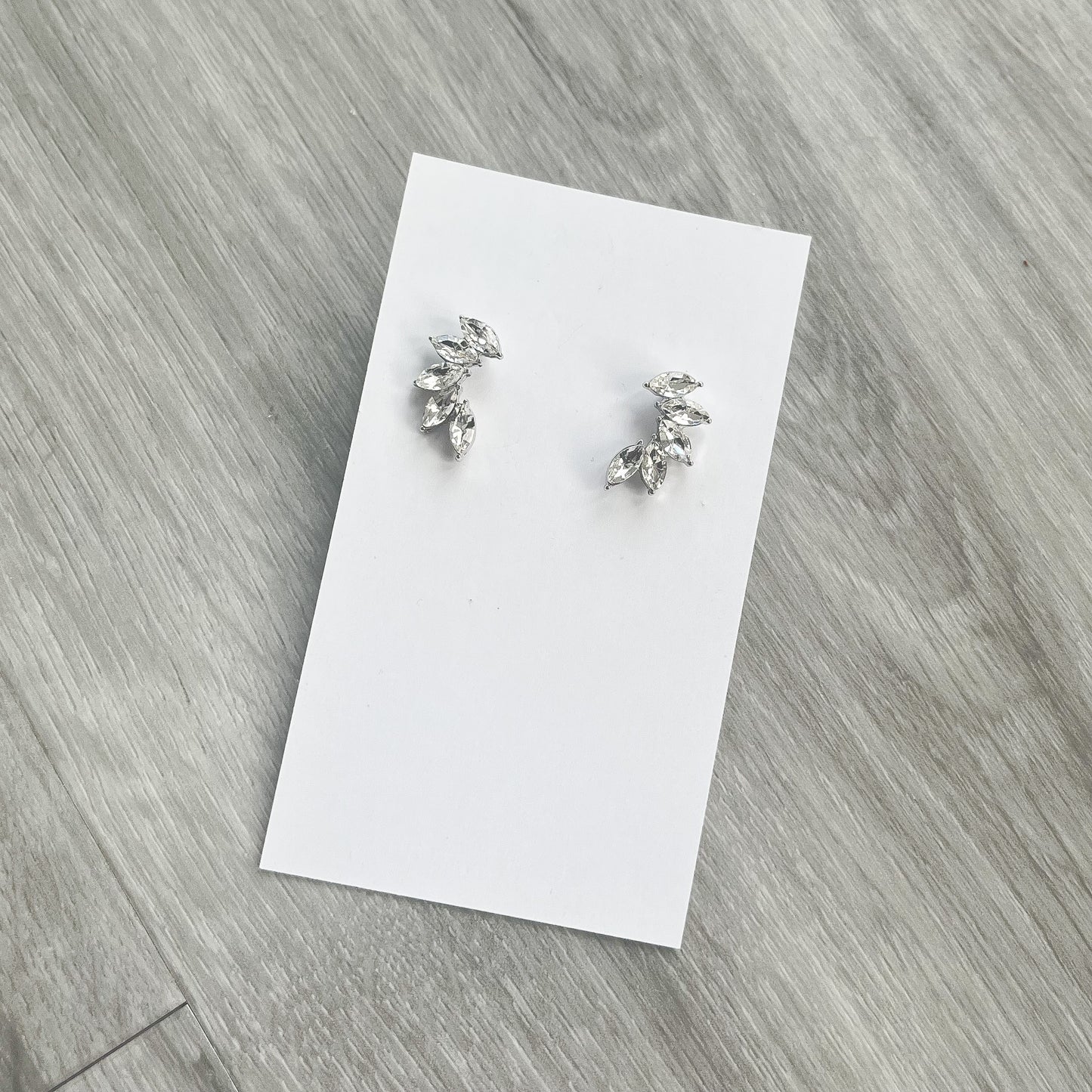 Silver Crystal Marquise Stud Earrings