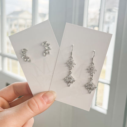 Silver Crystal Marquise Stud Earrings