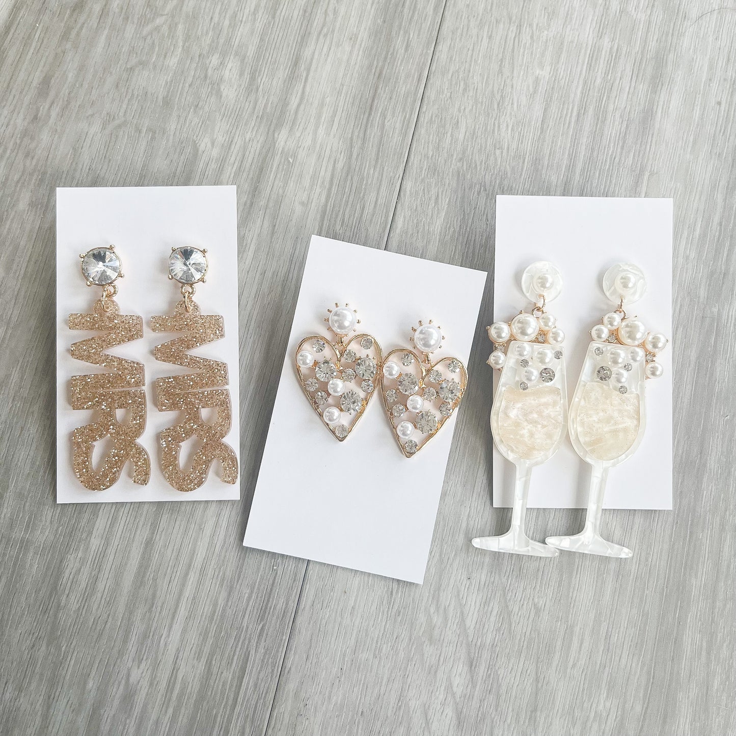 Golden Pearl Heart Statement Earrings