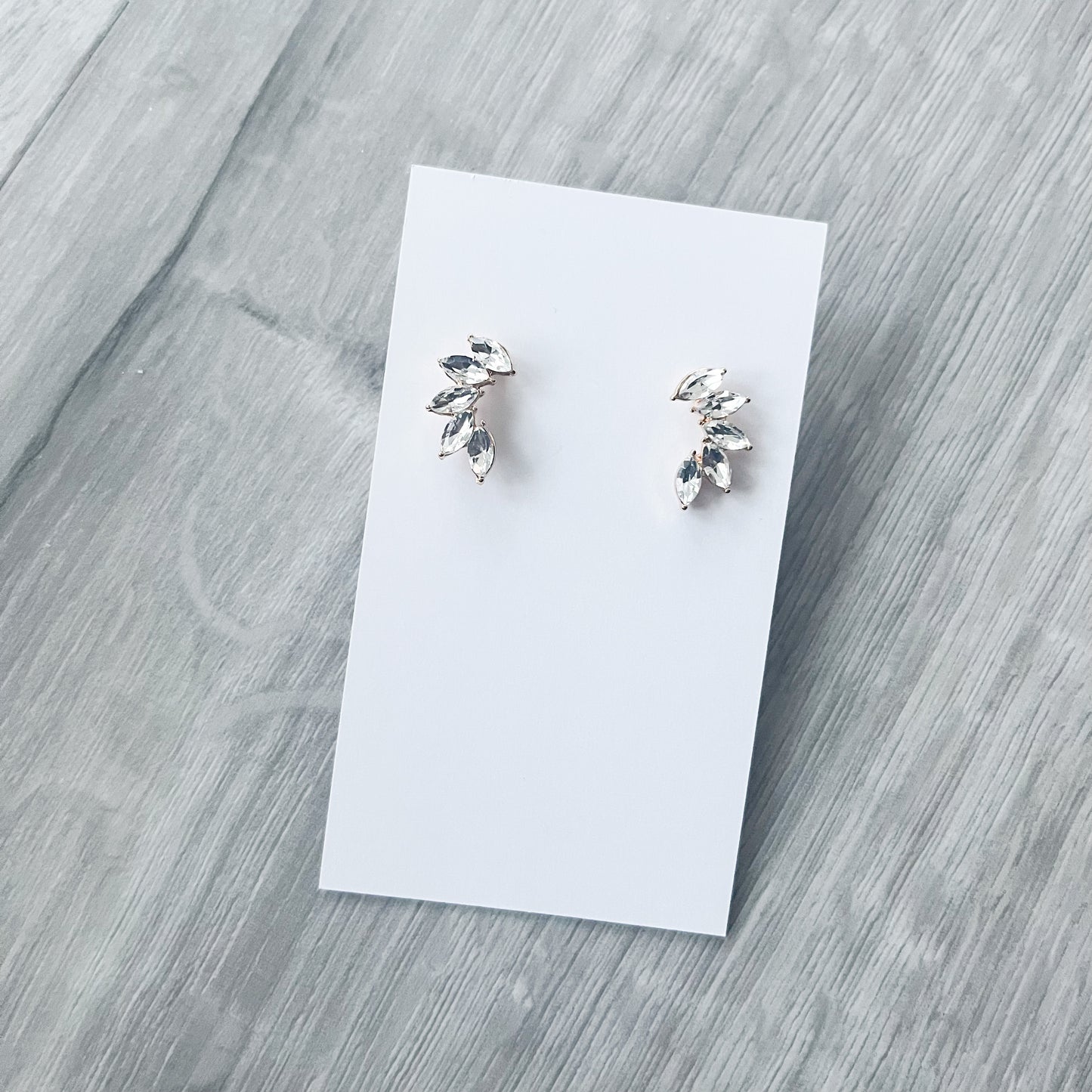 Gold Crystal Marquise Stud Earrings