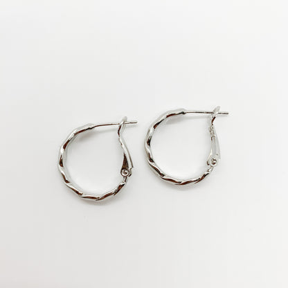 Twisted Silver Hoop Earrings