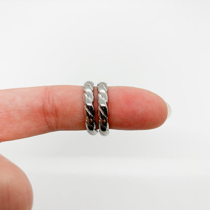 Twisted Silver Hoop Earrings