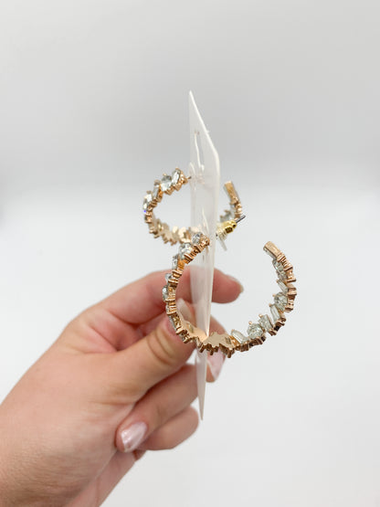 Golden Diamond Hoop Earrings