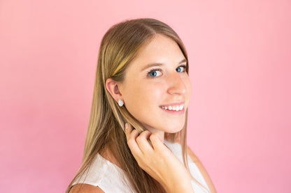 Silver Teardrop Shape Stud Earrings